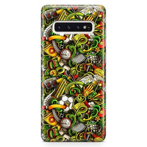 Samsung Galaxy S10 Plus Kılıf Futbolcu Doodle Arka Kapak Koruma Desenli Full Koruyucu
