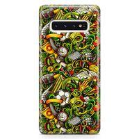Samsung Galaxy S10 Plus Kılıf Futbolcu Doodle Arka Kapak Koruma Desenli Full Koruyucu