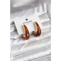 Pirinç Gold Renk Kahverengi Vintage Kadın Küpe