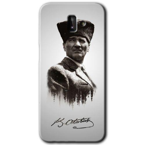 Samsung Galaxy J6 Plus Kılıf HD Desen Baskılı Arka Kapak + Temperli Cam - Mustafa Kemal Atatürk