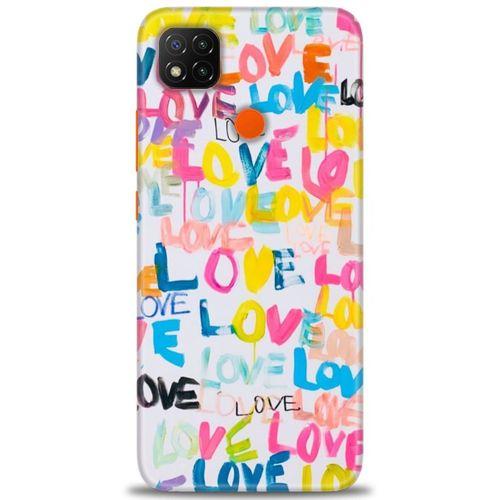 Xiaomi Redmi 9C Kılıf HD Baskılı Kılıf - Renkli Love + Tam Ekran Koruyucu