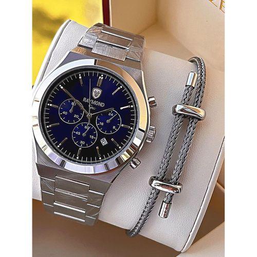 Raymond Nişan Ve Damatlara Özel Çelik Kordon 2 Yıl Garantili 5 Atm Erkek Kol Saati+Bileklik RMD.17