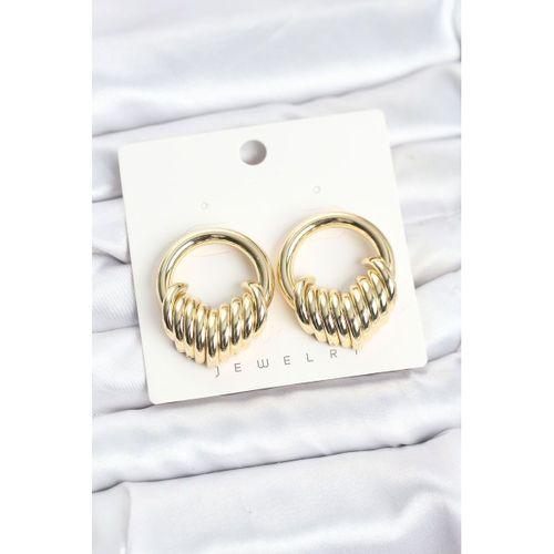 Pirinç Gold Renk Halka Sarmal Model Vintage Kadın Küpe