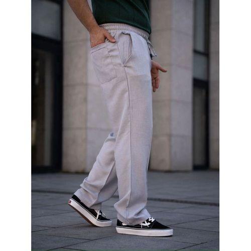 Erkek Keten Cepli Çıma Dikişli Jogger Buggy Pantalon Rahat Kalıp - Gri