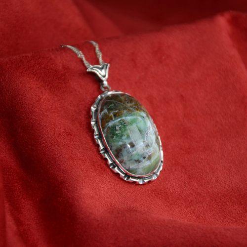 Dünya Gümüş Çerçeve Zümrüt Kadın Kolye