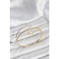 Yıldızlı Model Pirinç Gold Renk Kadın Bileklik