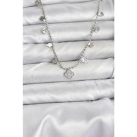 Pirinç Gümüş Renk Yonca Model Kadın Kolye