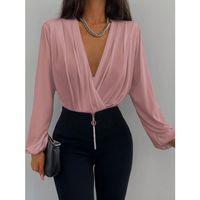 Kadın Uzun Kollu Kruvaze Yaka Sandy Bluz