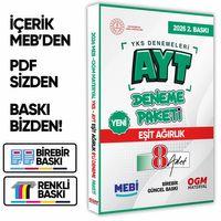 2026 YKS-AYT MEBİ ONLİNE Güncel EŞİT AĞIRLIK (TM) 8li Seri Deneme Fasikül Paketi (A4) BASKI ÜCRETİ