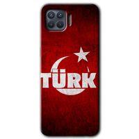 OPPO Oppo Reno 4 Lite Kılıf HD Desen Baskılı Arka Kapak + Temperli Cam - Ayyıldız Türk