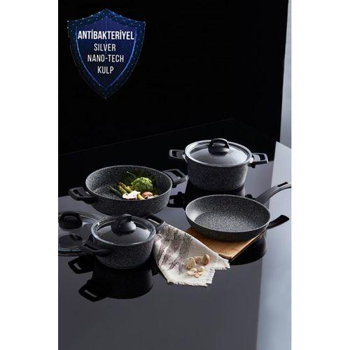 Karaca Azul Bio Granit Antibakteriyel 7 Parça Tencere Seti