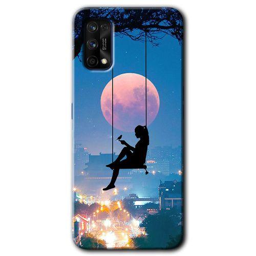 MRCİLETİSİM Realme 7 Pro Kılıf HD Desen Baskılı Arka Kapak + Temperli Cam - Yalnız Kadın
