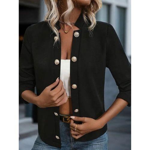 Kadın Uzun Kollu önü Açık Düğmeli Scuba Dalgıç Ceket