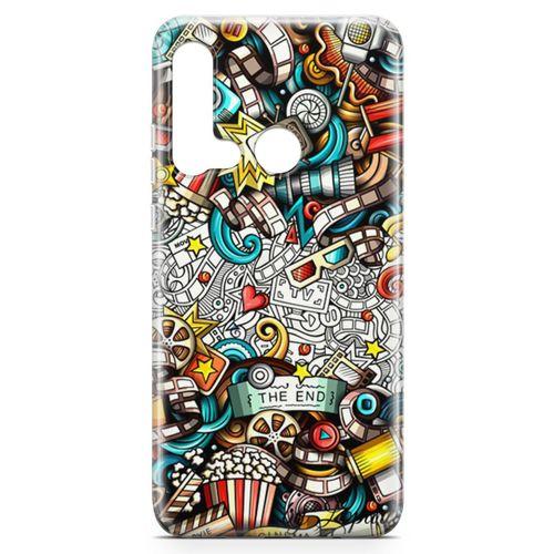 Huawei P20 Lite 2019 Kılıf Sinema Doodle Arka Kapak Koruma Desenli Full Koruyucu