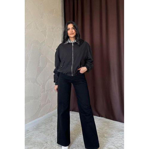 Siyah Parçalı Bomber Ceket
