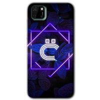 Huawei Y5P Kılıf HD Desen Baskılı Arka Kapak - Dark Neon Yaprak Ö Harfi