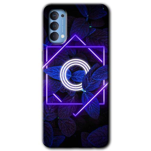 OPPO Oppo Reno 4 Kılıf HD Desen Baskılı Arka Kapak - Dark Neon Yaprak O Harfi