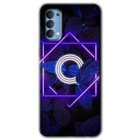 OPPO Oppo Reno 4 Kılıf HD Desen Baskılı Arka Kapak - Dark Neon Yaprak O Harfi