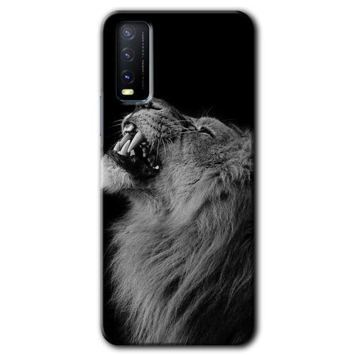 MRCİLETİSİM Vivo Y20 Kılıf HD Desen Baskılı Arka Kapak + Temperli Cam - Lion
