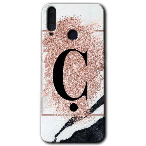 General Mobile GM 10 Kılıf HD Desen Baskılı Arka Kapak - Pembe Mermer Desenli Ç Harfi
