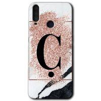 General Mobile GM 10 Kılıf HD Desen Baskılı Arka Kapak - Pembe Mermer Desenli Ç Harfi