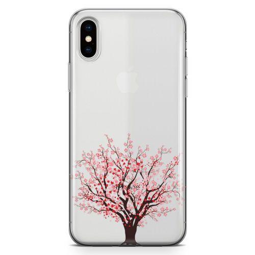 Apple iPhone X Kılıf Kiraz Tomurcuk Arka Kapak Koruma Desenli Full Koruyucu