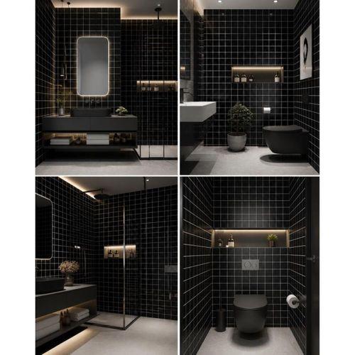 Kendinden Yapışkanlı 60cm x 3 Metre Rulo Siyah Kare Köpük Duvar Paneli Kağıdı CYCZT00157