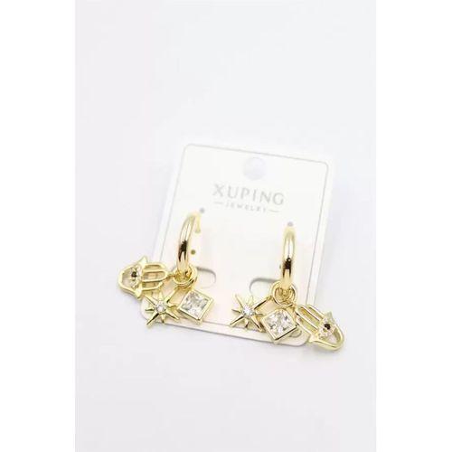 Taşlı Charm Küpe - Altın