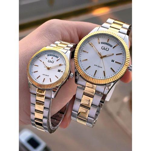 Q&Q Çelik Kordon 2 Yıl Garantili 3 Atm Suya Dayanıklı Sevgili Ve Ciftlere Özel Kol Saati QQ.CF001.3