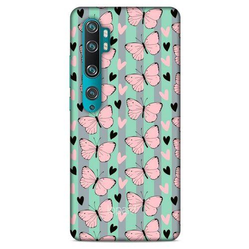 Xiaomi Mi Note 10 Kılıf Kelebek Etkisi (43) Thin Fit Kılıf Kahve Yeşil