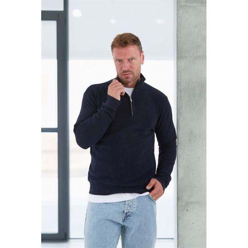 Selanik Örme Yarım Fermuar Erkek Sweatshirt - Lacivert