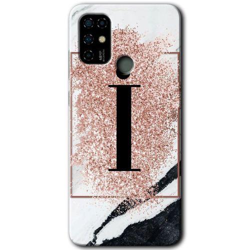 Casper Via F20 Kılıf HD Desen Baskılı Arka Kapak - Pembe Mermer Desenli İ Harfi