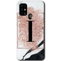 Casper Via F20 Kılıf HD Desen Baskılı Arka Kapak - Pembe Mermer Desenli İ Harfi