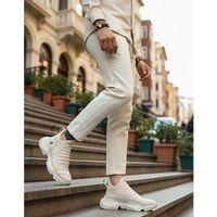 BA0401 Bağcıksız Rahat Yüksek Taban Krem Erkek Spor Yarım Bilek Bot