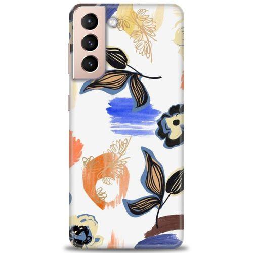 Samsung Galaxy S21 Plus Kılıf HD Baskılı Kılıf - Mavi Yapraklar + Tam Ekran Koruyucu