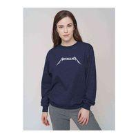 Metallica Baskılı Indigo Mavi Kadın Sweatshirt
