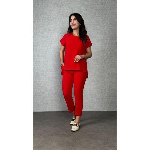 Kadın Kısa Kollu Yuvarlak Yaka Aerobin Bluz Ve Pantolon Ikili Takım