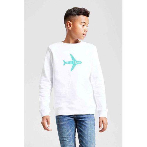 Silhouette Time To Travel Baskılı Unisex Çocuk Beyaz Sweatshirt