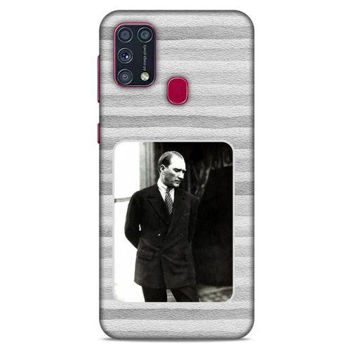 Samsung Galaxy M31 Kılıf Atatürk (36) Glitter Kılıf Gri Kumlar