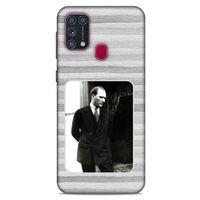 Samsung Galaxy M31 Kılıf Atatürk (36) Glitter Kılıf Gri Kumlar