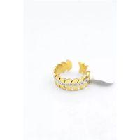 6'lı Taşlı Yaprak Yüzük - Altın