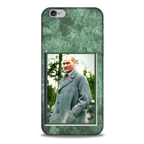 Apple Iphone 6S Kılıf Atatürk (20) Koruyucu Kılıf Yeşil Mermer