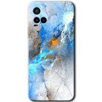 Vivo Y21 HD Baskılı Kılıf + 9D Tam Ekran Koruyucu - Mavi Buzul