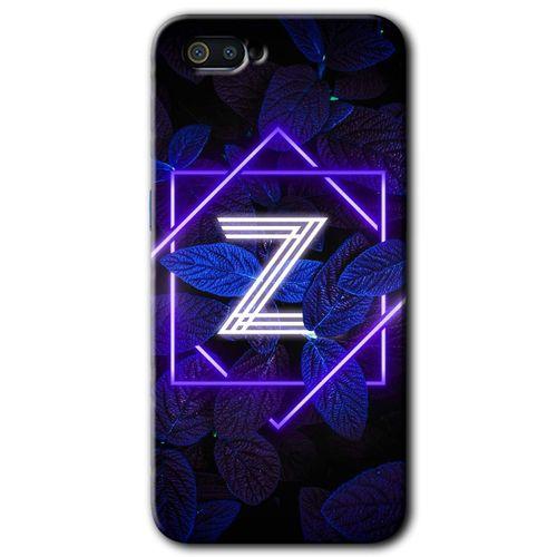 Potkal Hediye Fabrikası Realme C2 Kılıf HD Desen Baskılı Arka Kapak - Dark Neon Yaprak Z Harfi