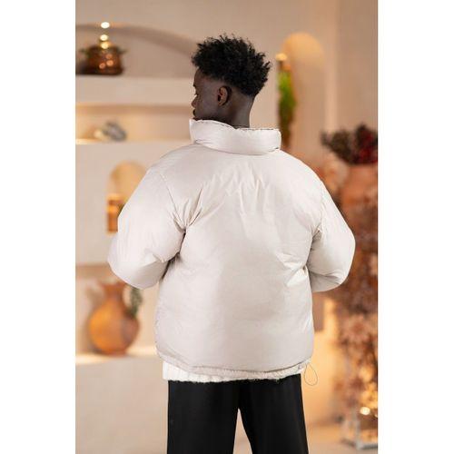 Oversize (Bol Kesim) Dik Yaka Fermuar Kapamalı Şişme Mont