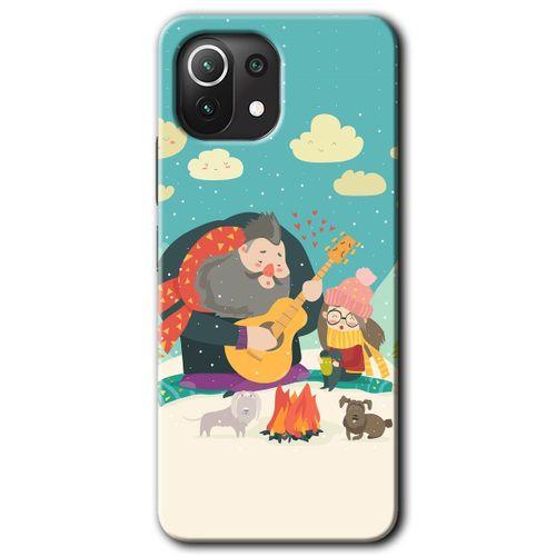 Xiaomi Mi 11 Lite Kılıf Baskılı Arka Kapak - Kış Pikniği +Tam Ekran Koruyucu