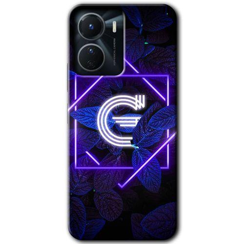 Vivo Y16 Kılıf HD Desen Baskılı Arka Kapak - Dark Neon Yaprak G Harfi