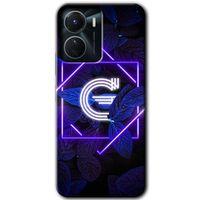 Vivo Y16 Kılıf HD Desen Baskılı Arka Kapak - Dark Neon Yaprak G Harfi