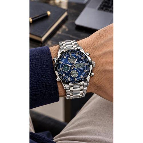 Joefox Digital Ve Analog Çelik Kordon Kronmetre+Takvim+Alarm+Aydınlatma Erkek Kol Saati JOE.X2