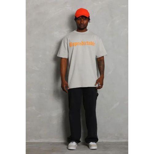 Erkek Baskılı T-Shirt Kısa Kol Bisiklet Yaka Regular Fit Rahat Kalıp Günlük Tişört - Gri